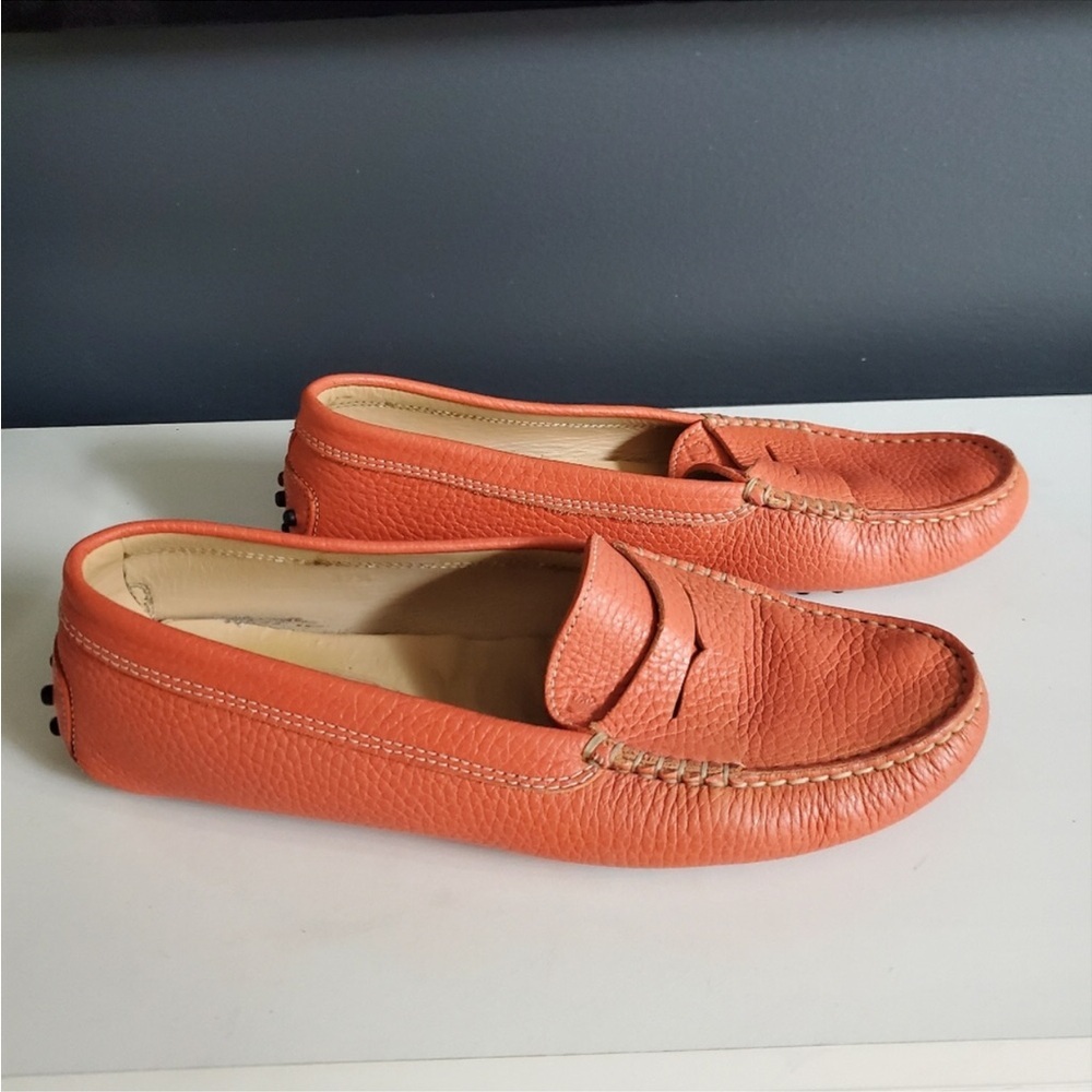 Tod's Gimmino Orange Leather driving shoes size 37.5 - Picture 3 of 7